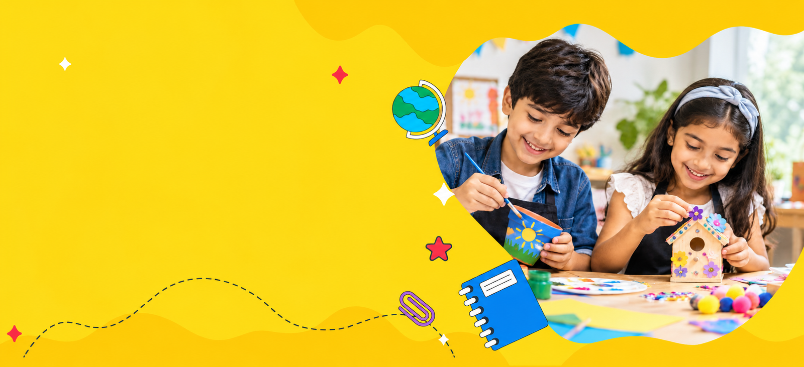 Children having fun at The Kiba Club creative activity station